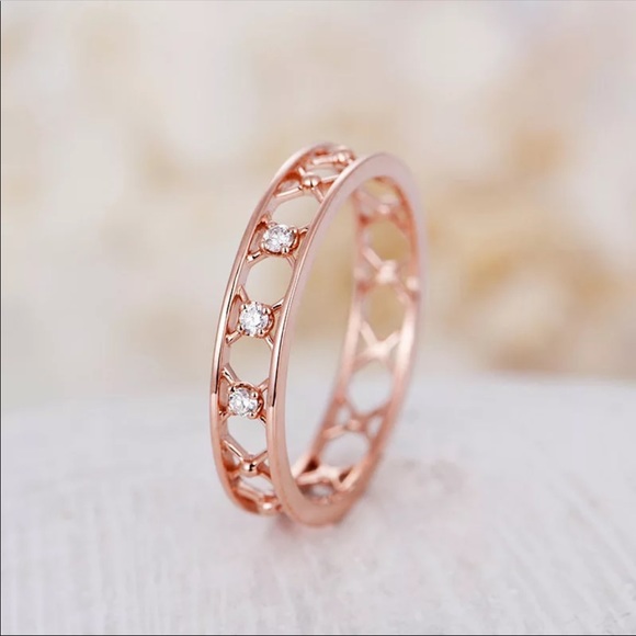 *NEW*Lovely Rose Gold Love Promise Diamond Ring - Picture 4 of 6